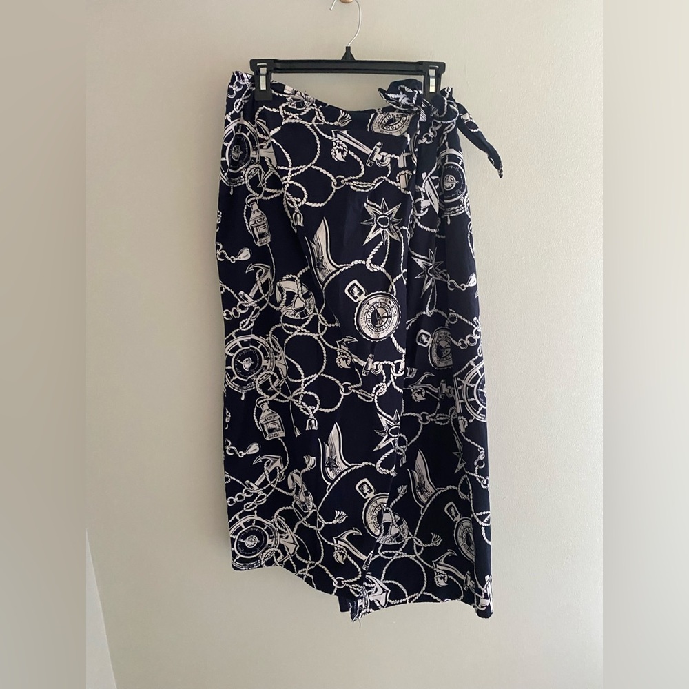 Vintage Talbots nautical marine navy blue wrap skirt size 12